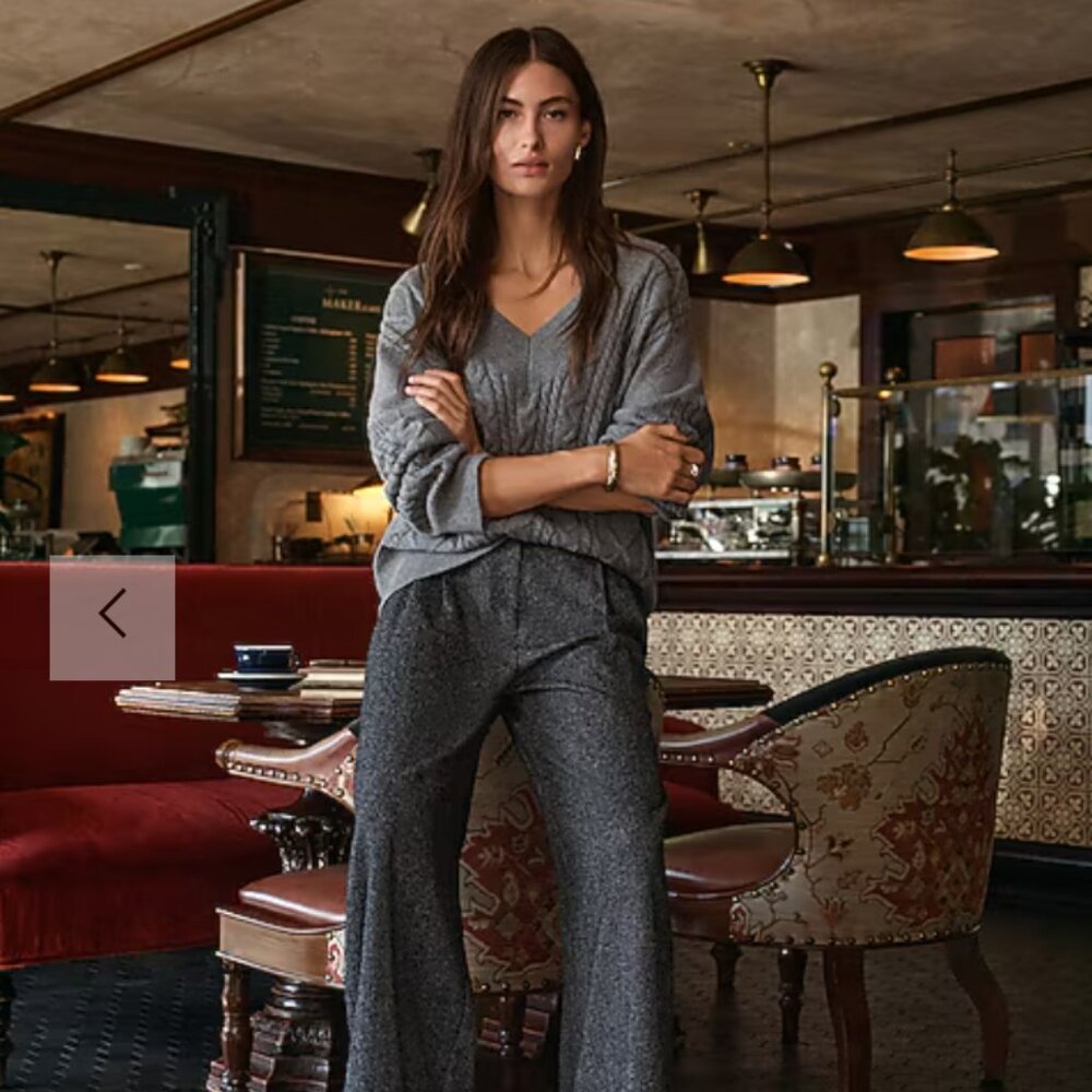 Express Cable Knit Oversized V-neck Tunic Sweater